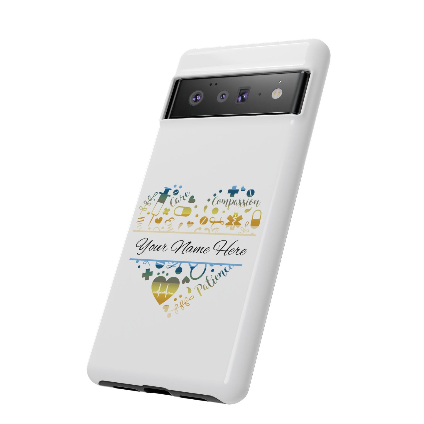 Google Pixel Tough Case - Monogram Heart - White