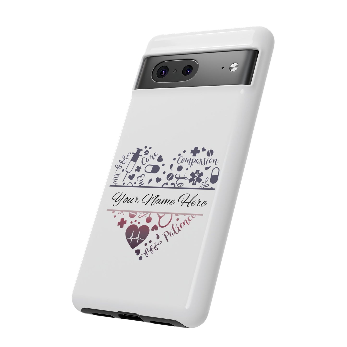 Google Pixel Tough Case - Monogram Heart - White