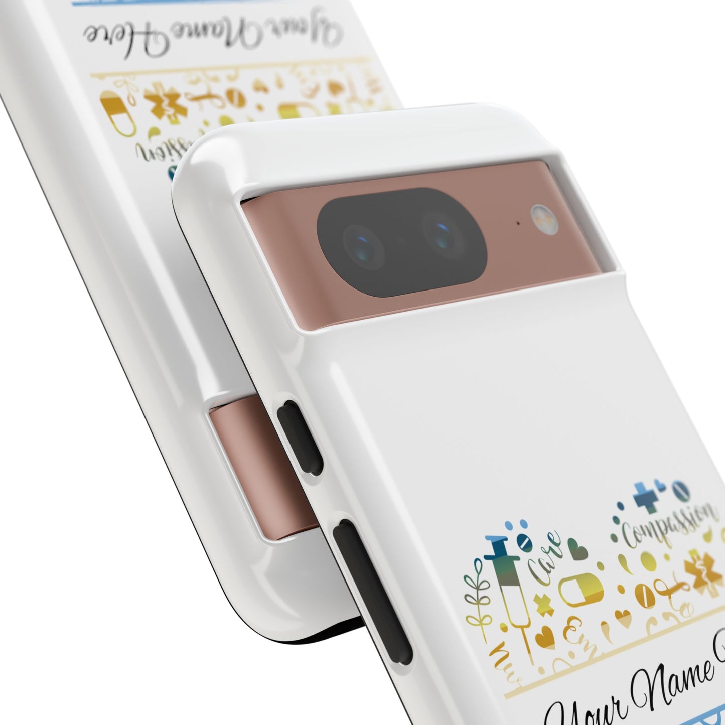 Google Pixel Tough Case - Monogram Heart - White