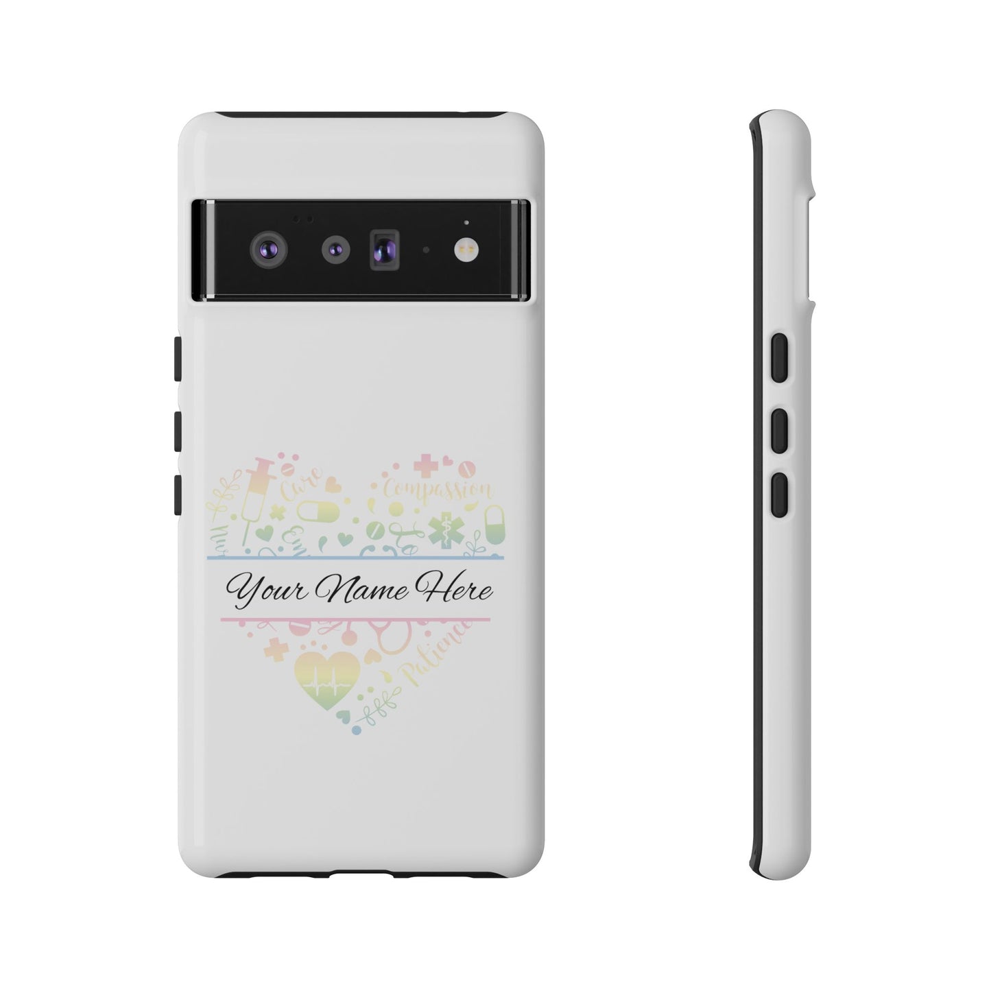 Google Pixel Tough Case - Monogram Heart - White