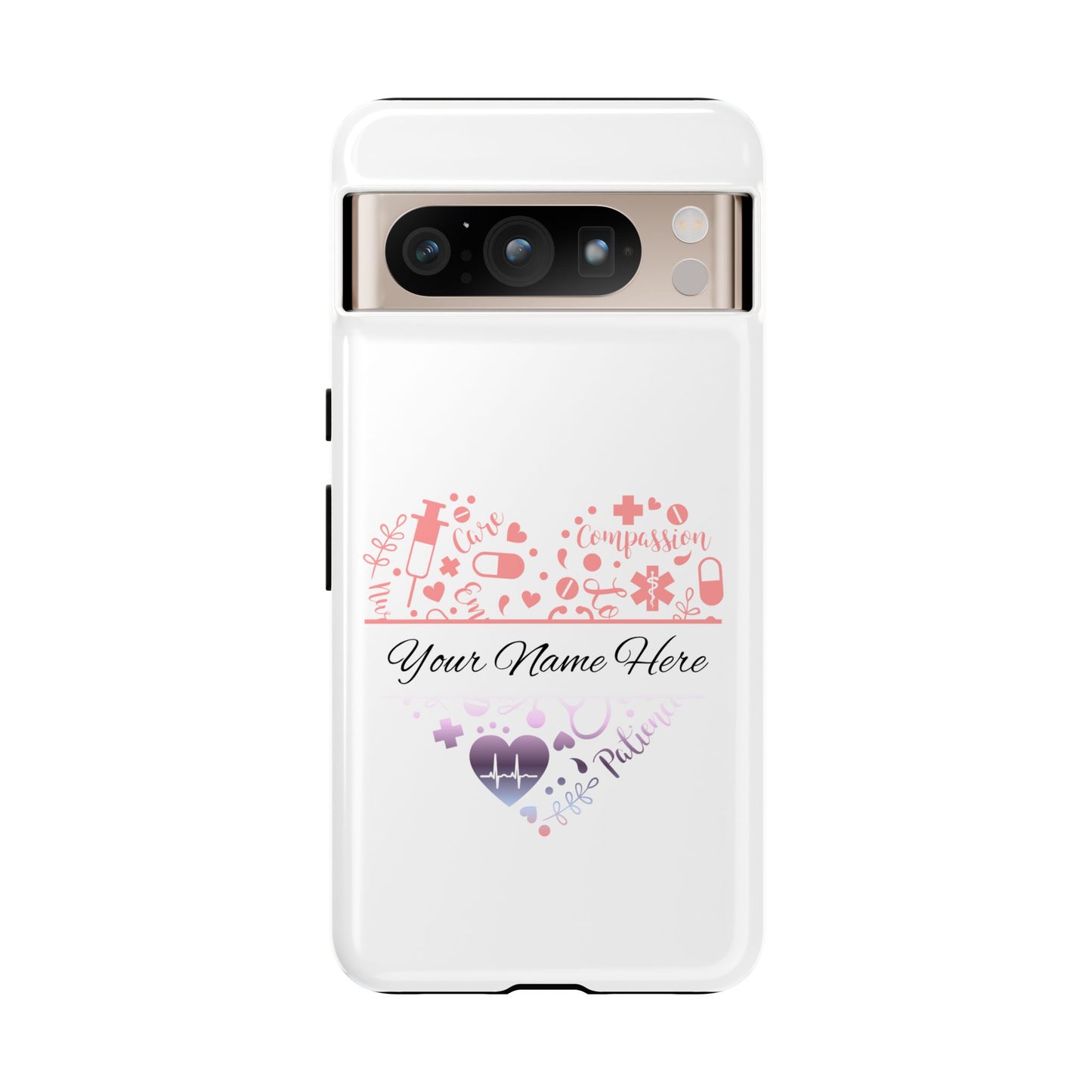 Google Pixel Tough Case - Monogram Heart - White