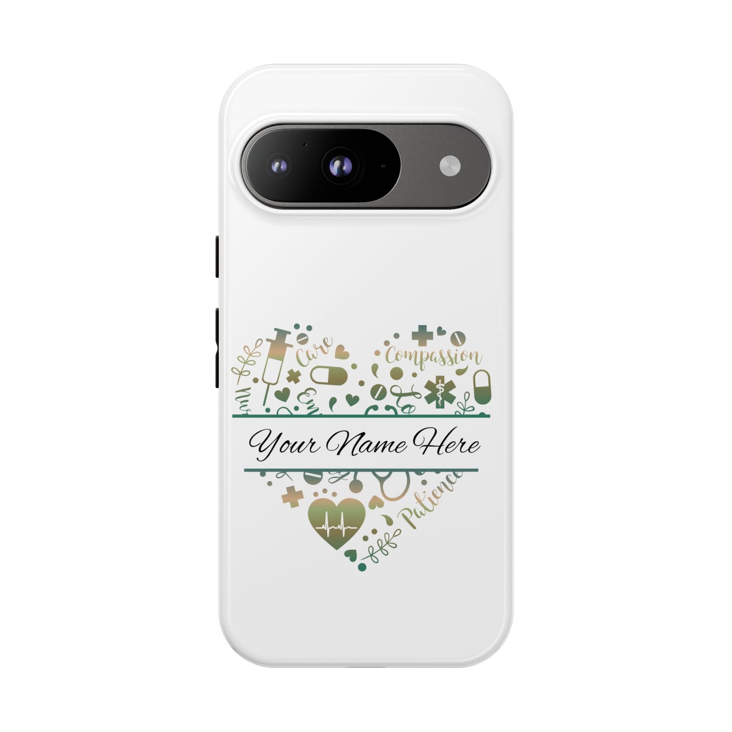 Google Pixel Tough Case - Monogram Heart - White