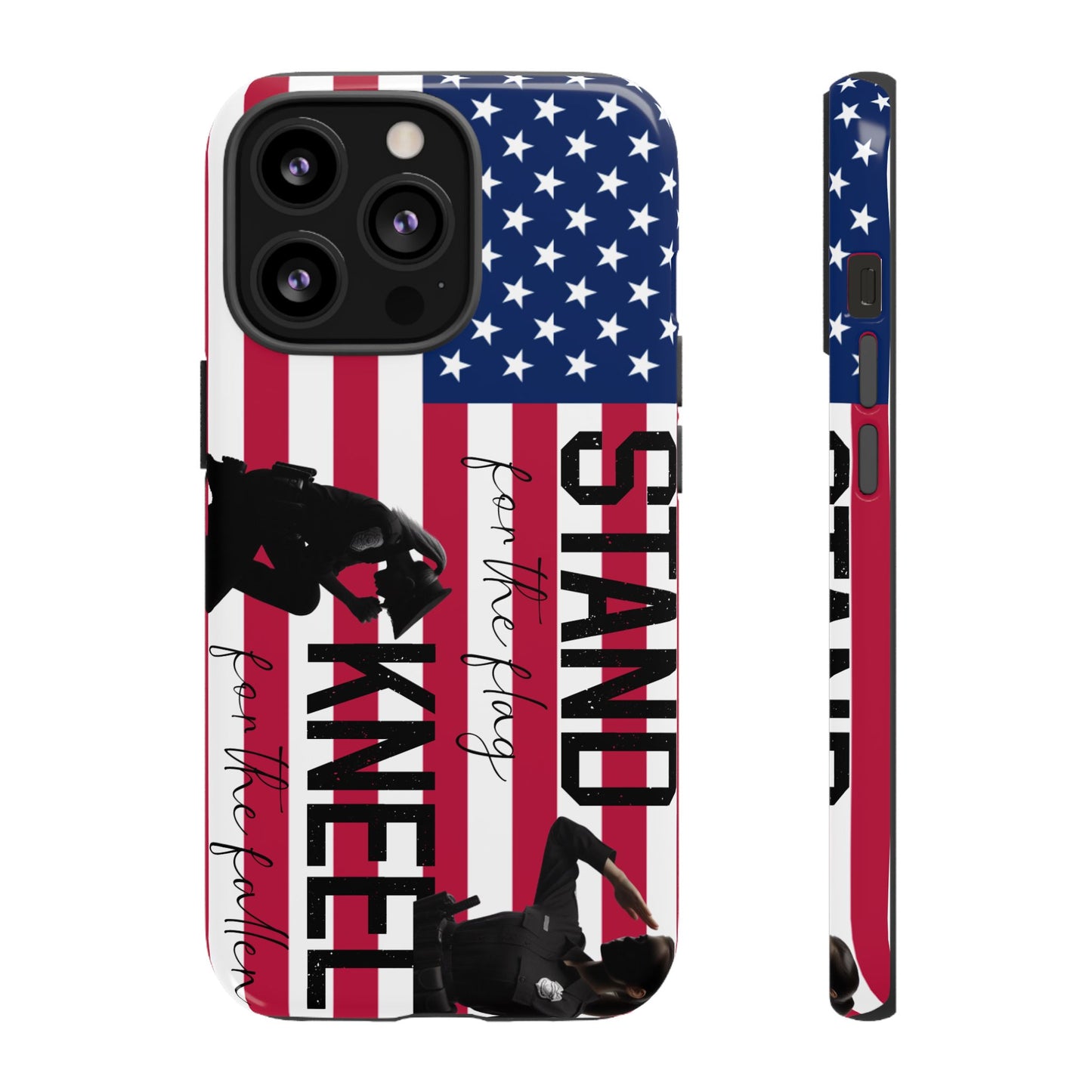 Female Police Officer iPhone Tough Case - Stand for the Flage, Kneel for the fallen