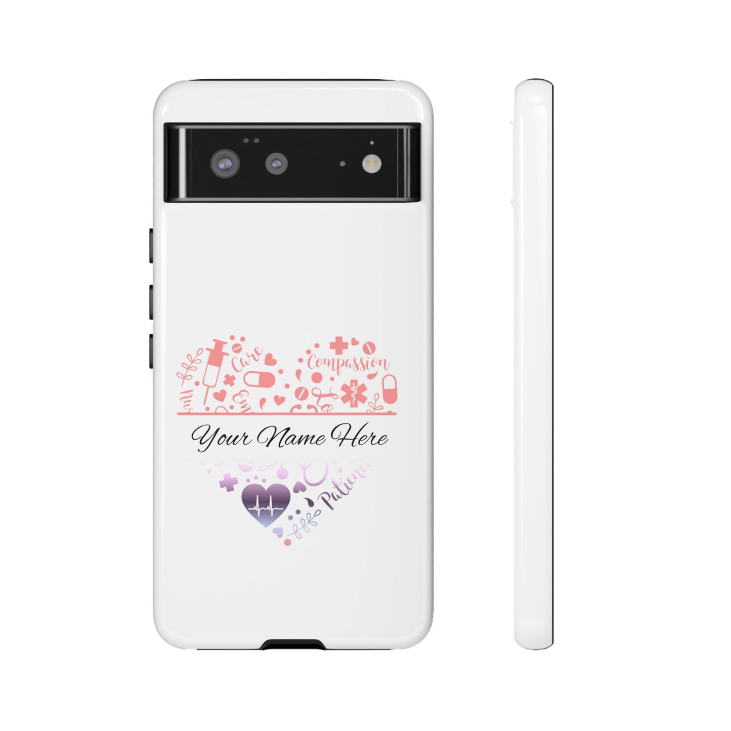 Google Pixel Tough Case - Monogram Heart - White
