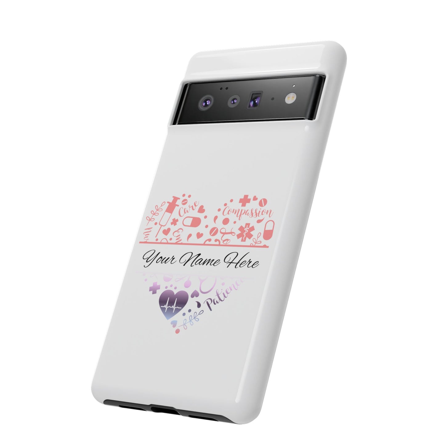 Google Pixel Tough Case - Monogram Heart - White