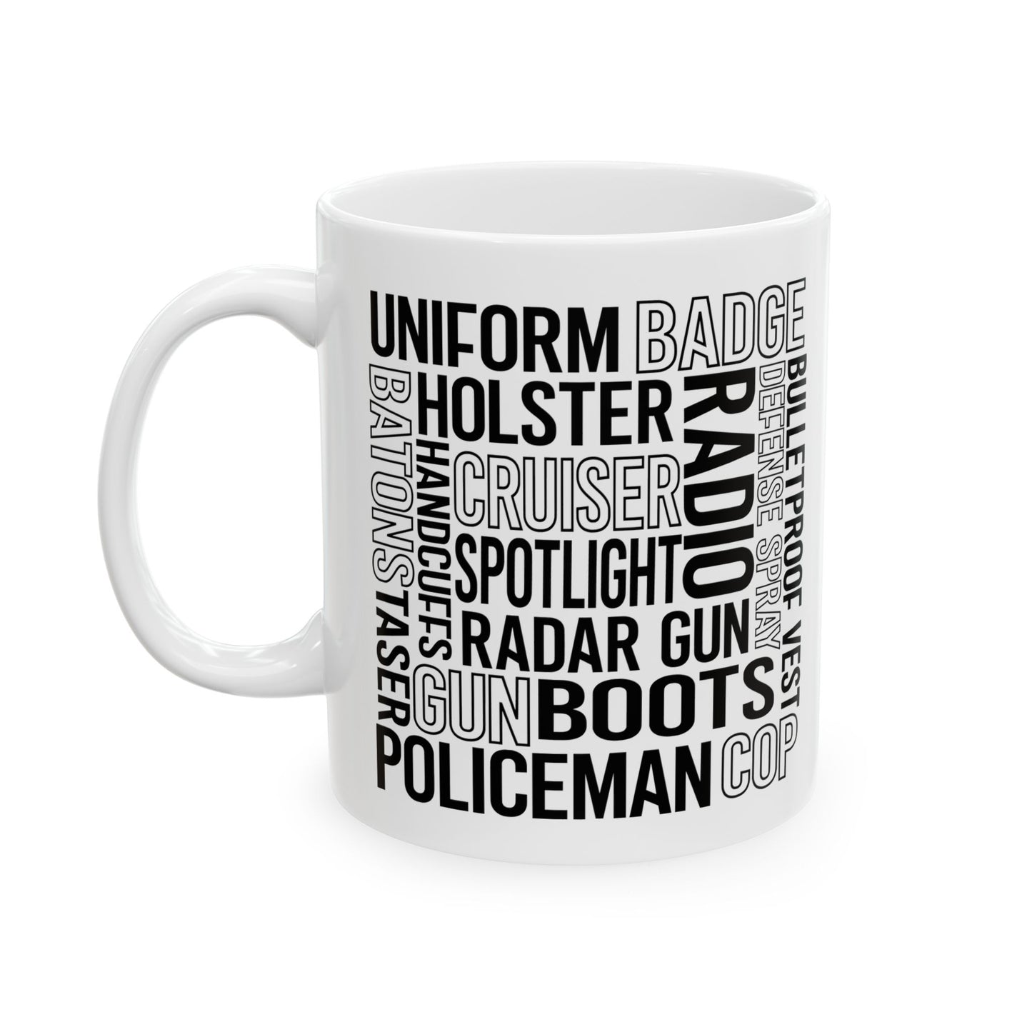 Police Officer Subway Art Ceramic Mug, (11oz, 15oz)
