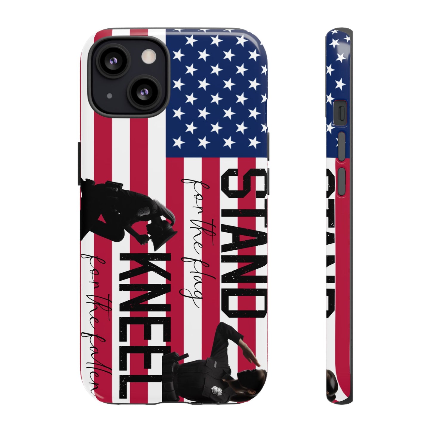 Female Police Officer iPhone Tough Case - Stand for the Flage, Kneel for the fallen