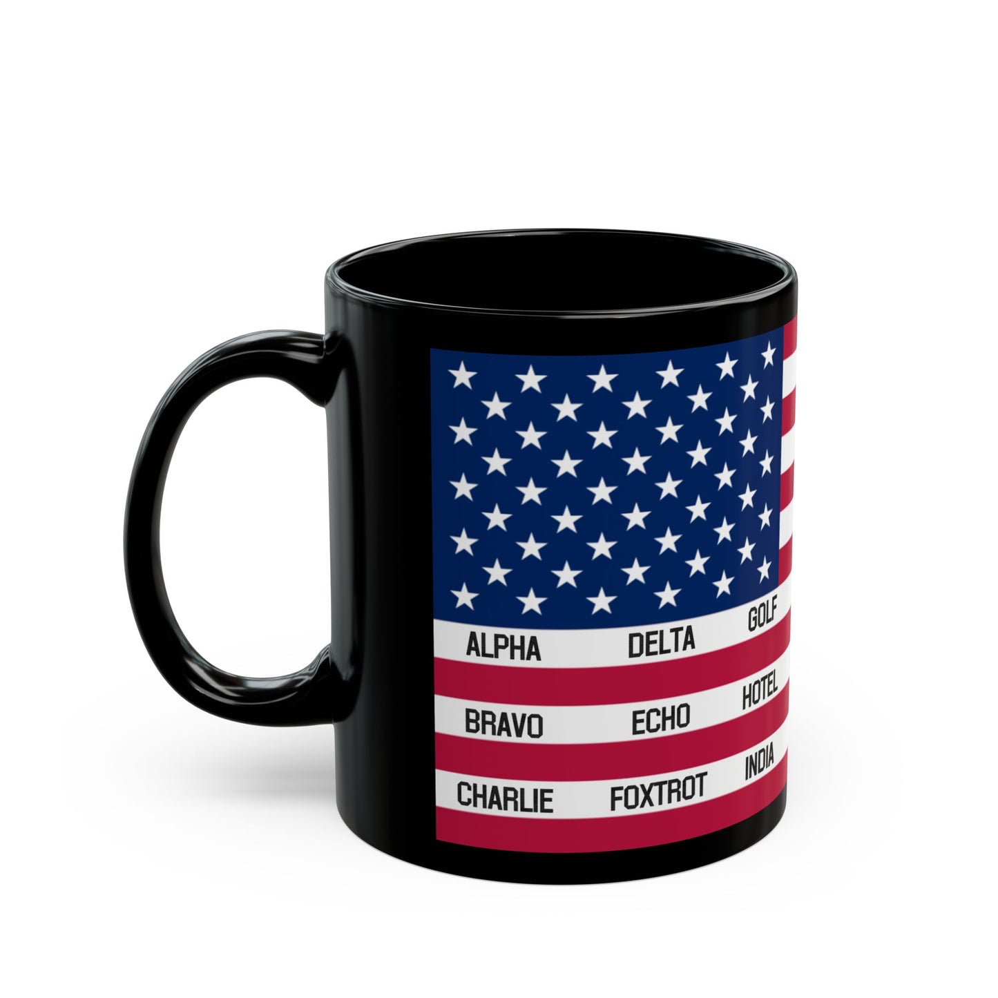 Phonetic Flag Ceramic Mug - Black, (11oz, 15oz)