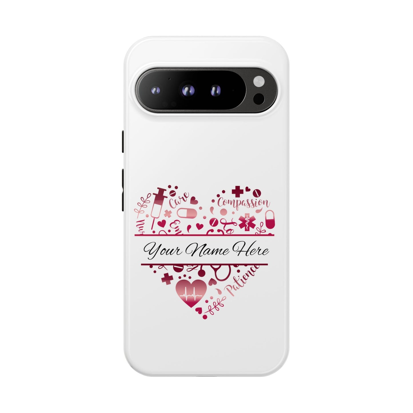 Google Pixel Tough Case - Monogram Heart - White
