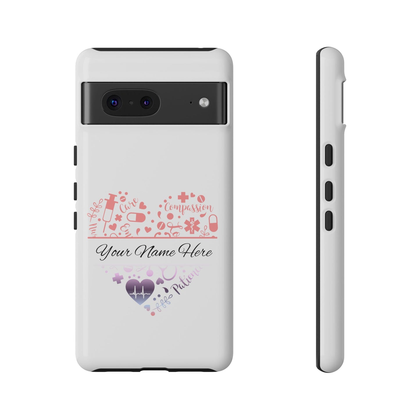 Google Pixel Tough Case - Monogram Heart - White