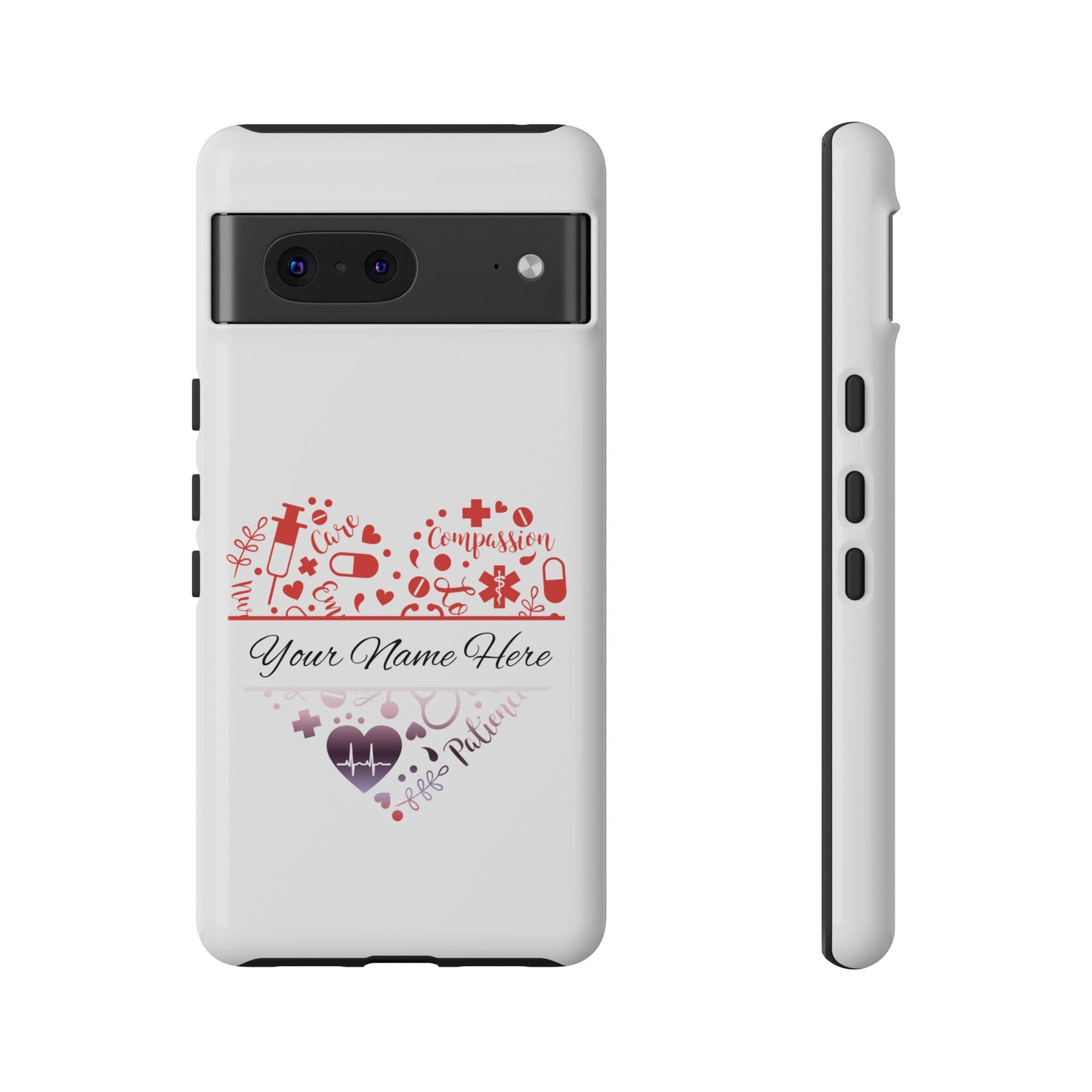 Google Pixel Tough Case - Monogram Heart - White