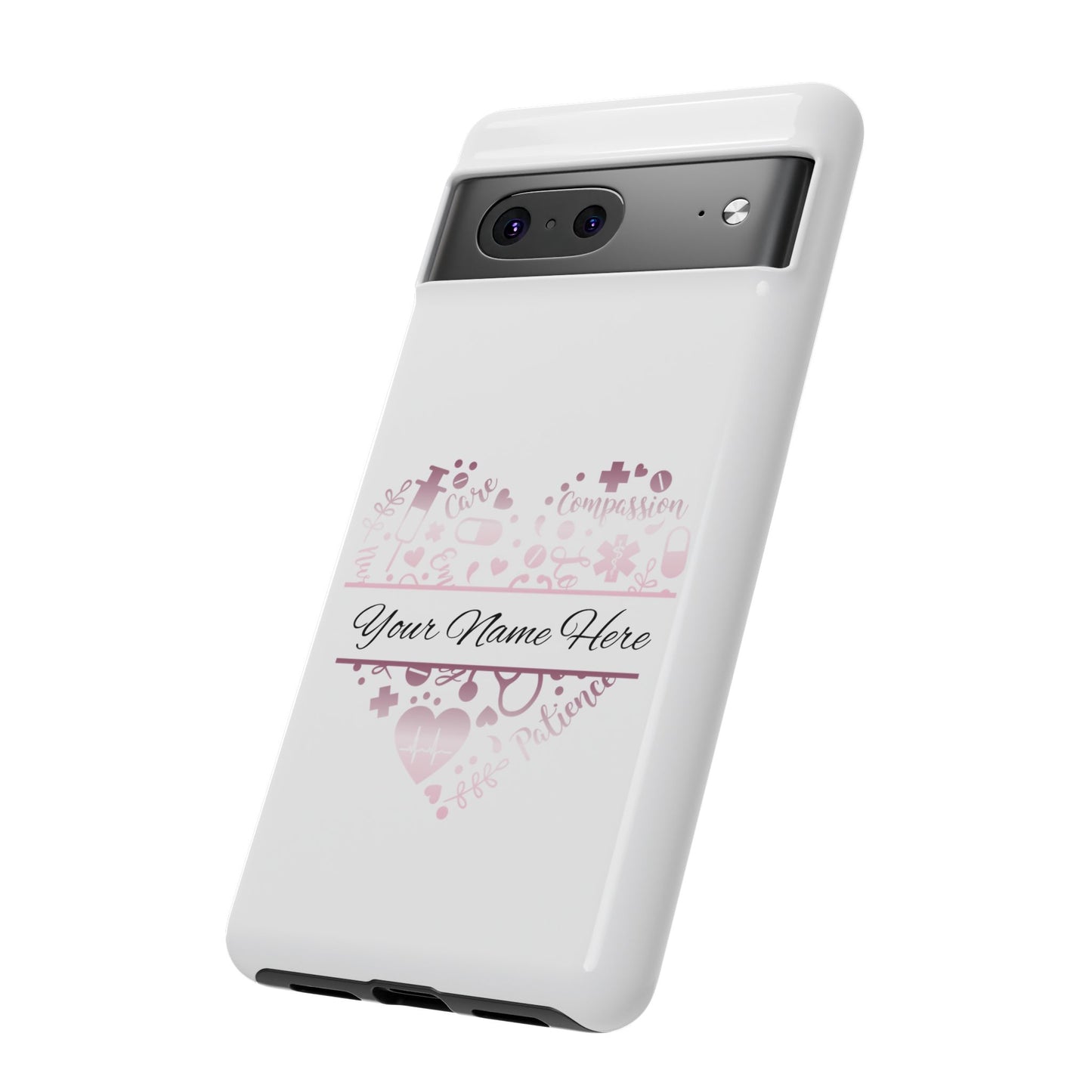 Google Pixel Tough Case - Monogram Heart - White