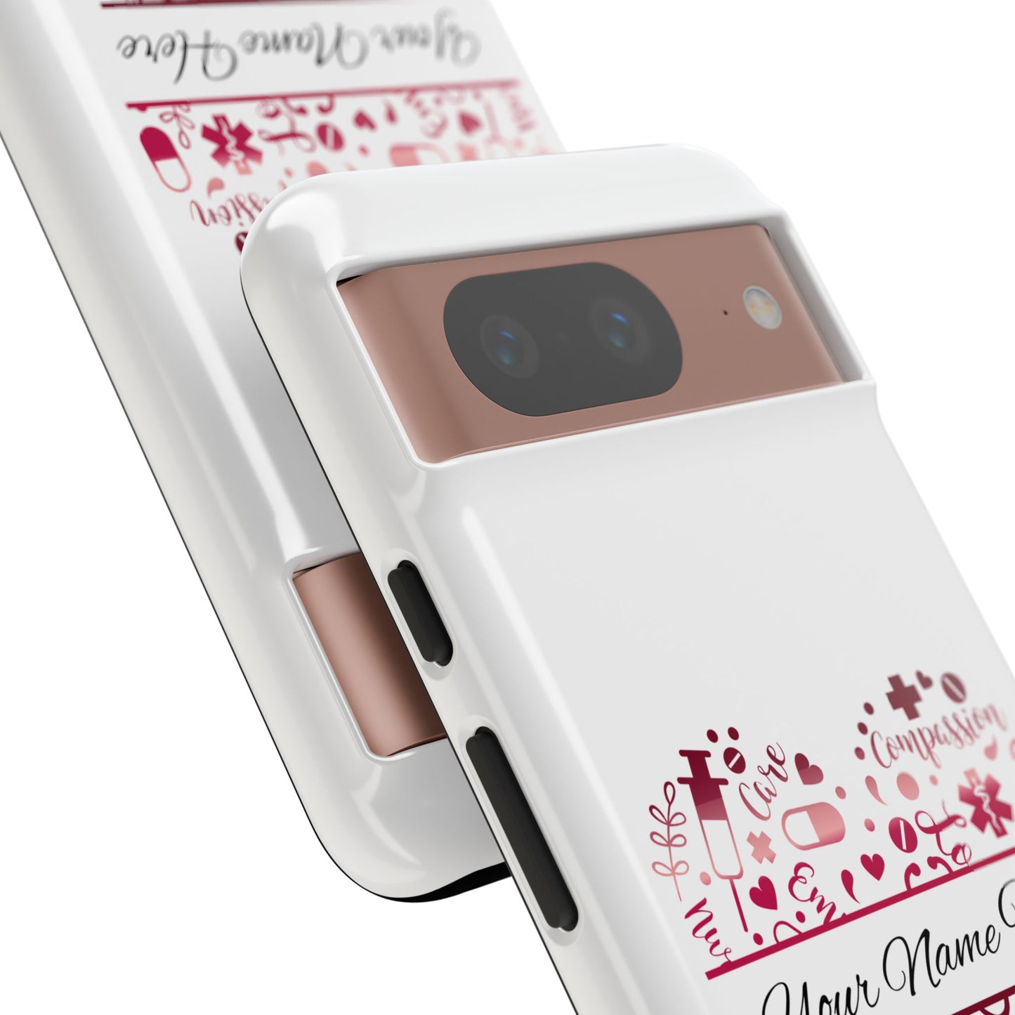 Google Pixel Tough Case - Monogram Heart - White