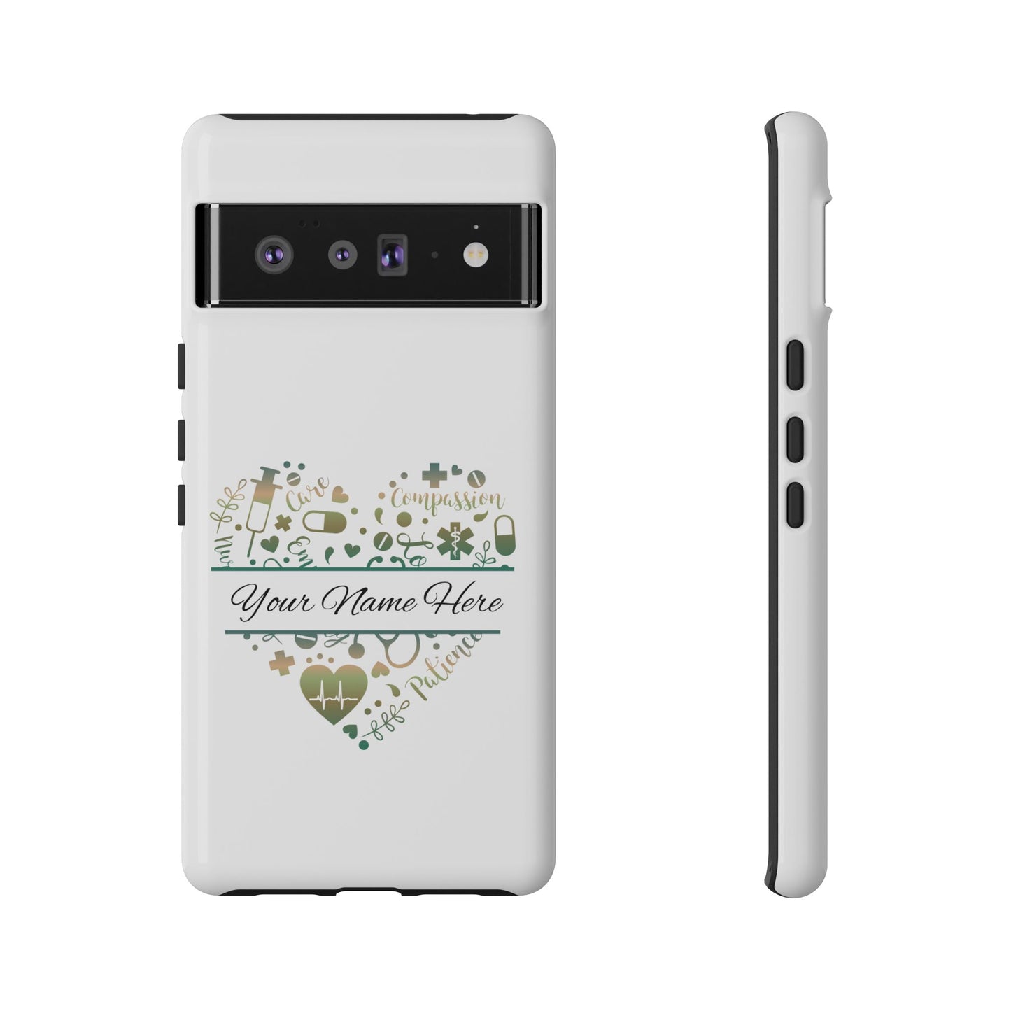 Google Pixel Tough Case - Monogram Heart - White