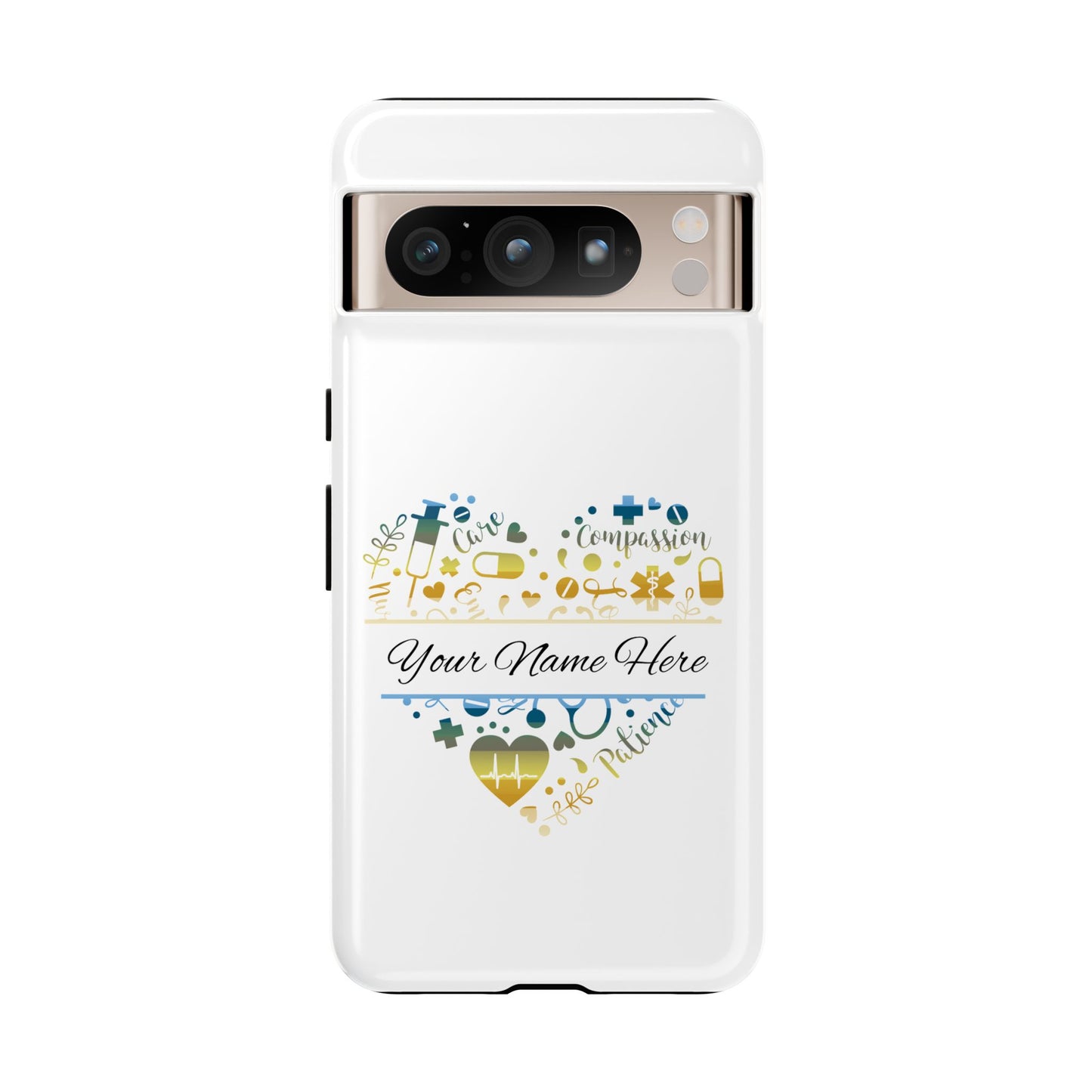 Google Pixel Tough Case - Monogram Heart - White