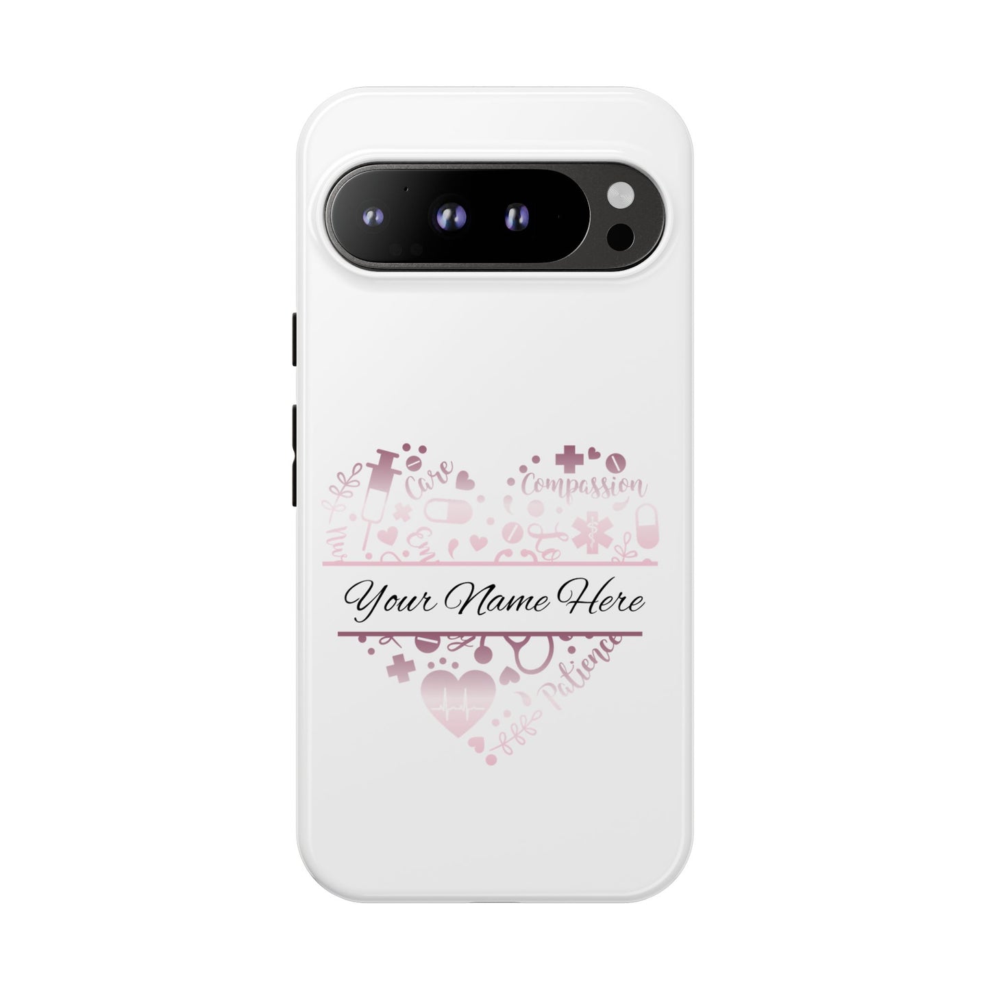 Google Pixel Tough Case - Monogram Heart - White