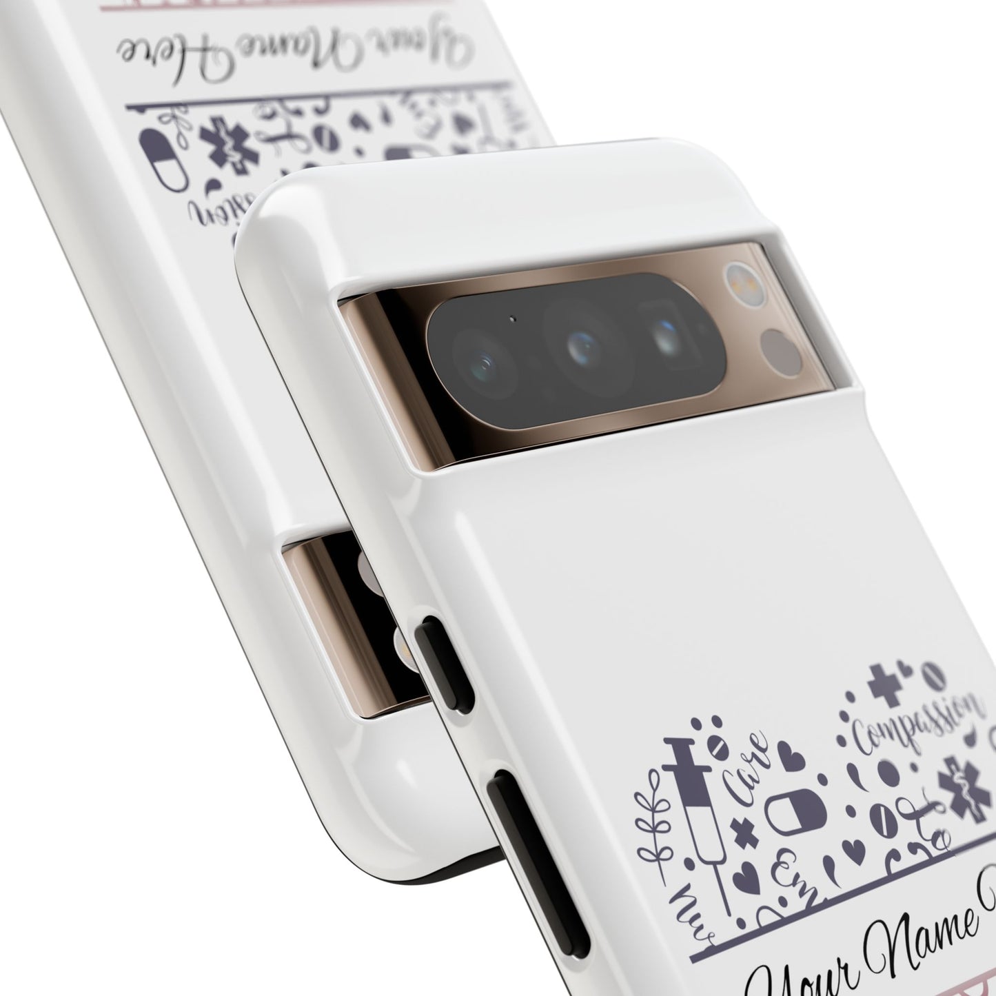Google Pixel Tough Case - Monogram Heart - White