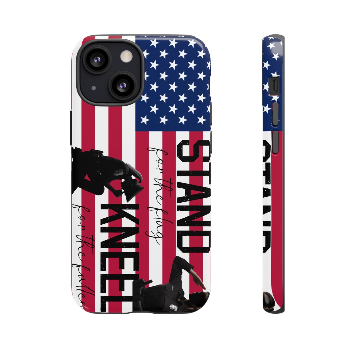 Female Police Officer iPhone Tough Case - Stand for the Flage, Kneel for the fallen