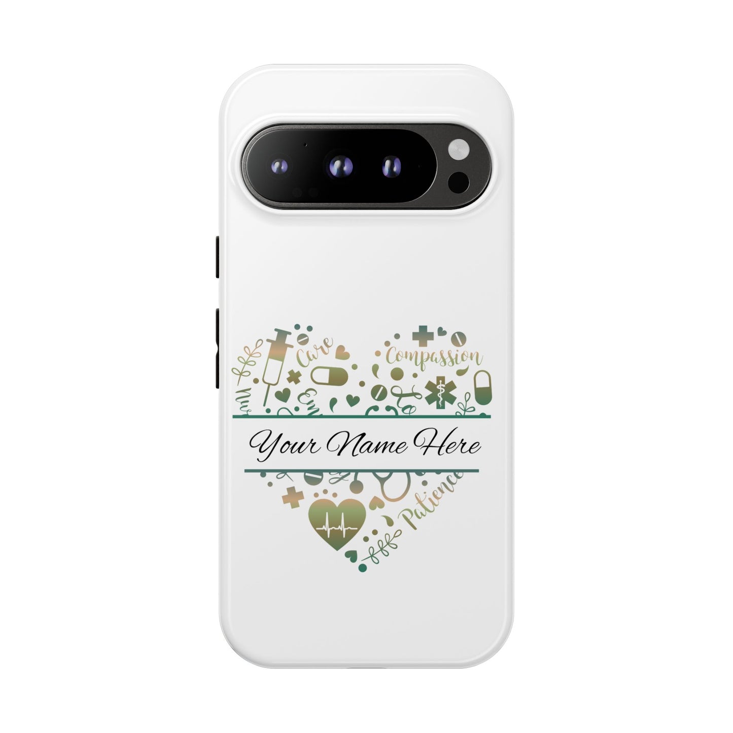 Google Pixel Tough Case - Monogram Heart - White