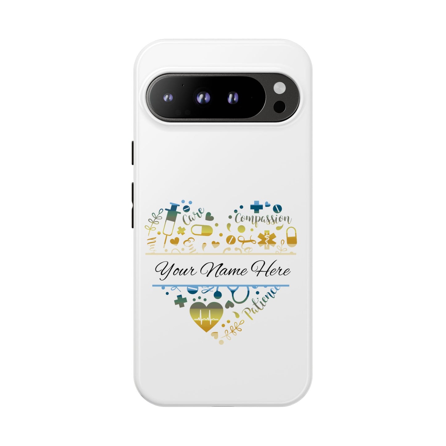 Google Pixel Tough Case - Monogram Heart - White
