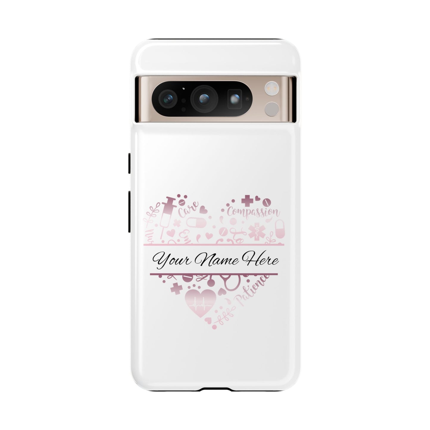 Google Pixel Tough Case - Monogram Heart - White