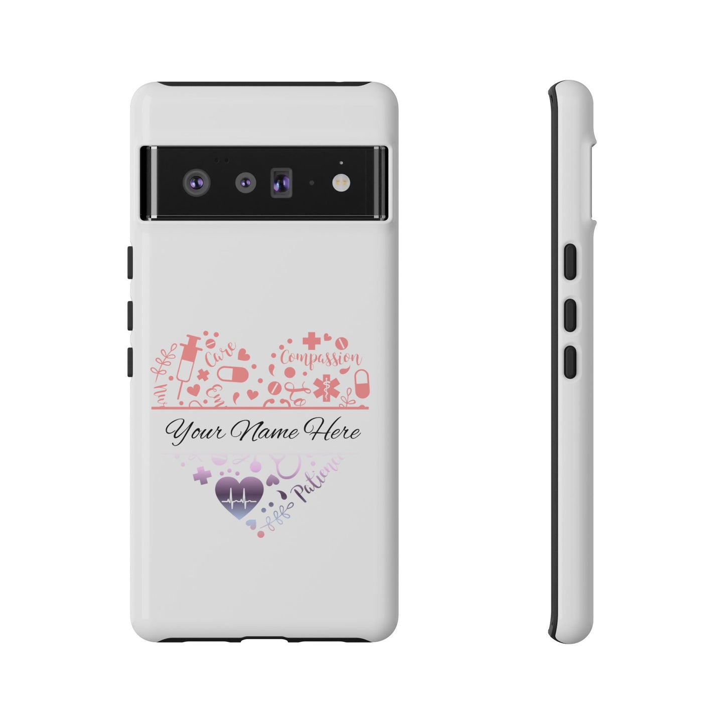Google Pixel Tough Case - Monogram Heart - White