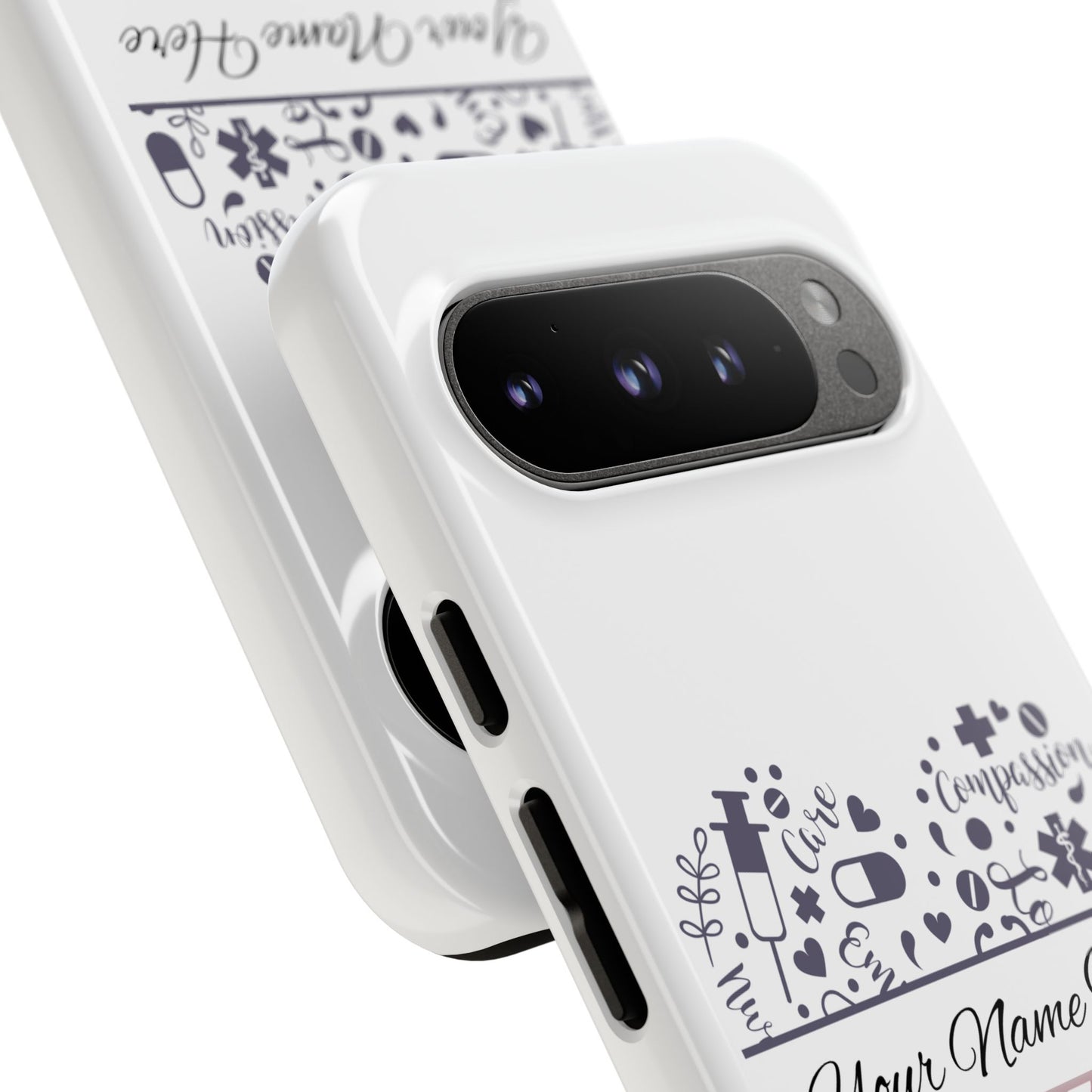 Google Pixel Tough Case - Monogram Heart - White