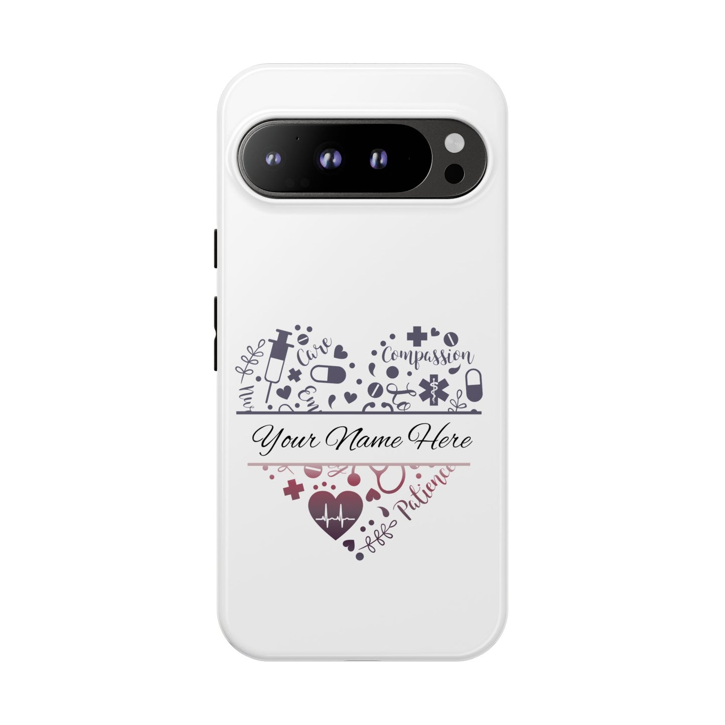 Google Pixel Tough Case - Monogram Heart - White