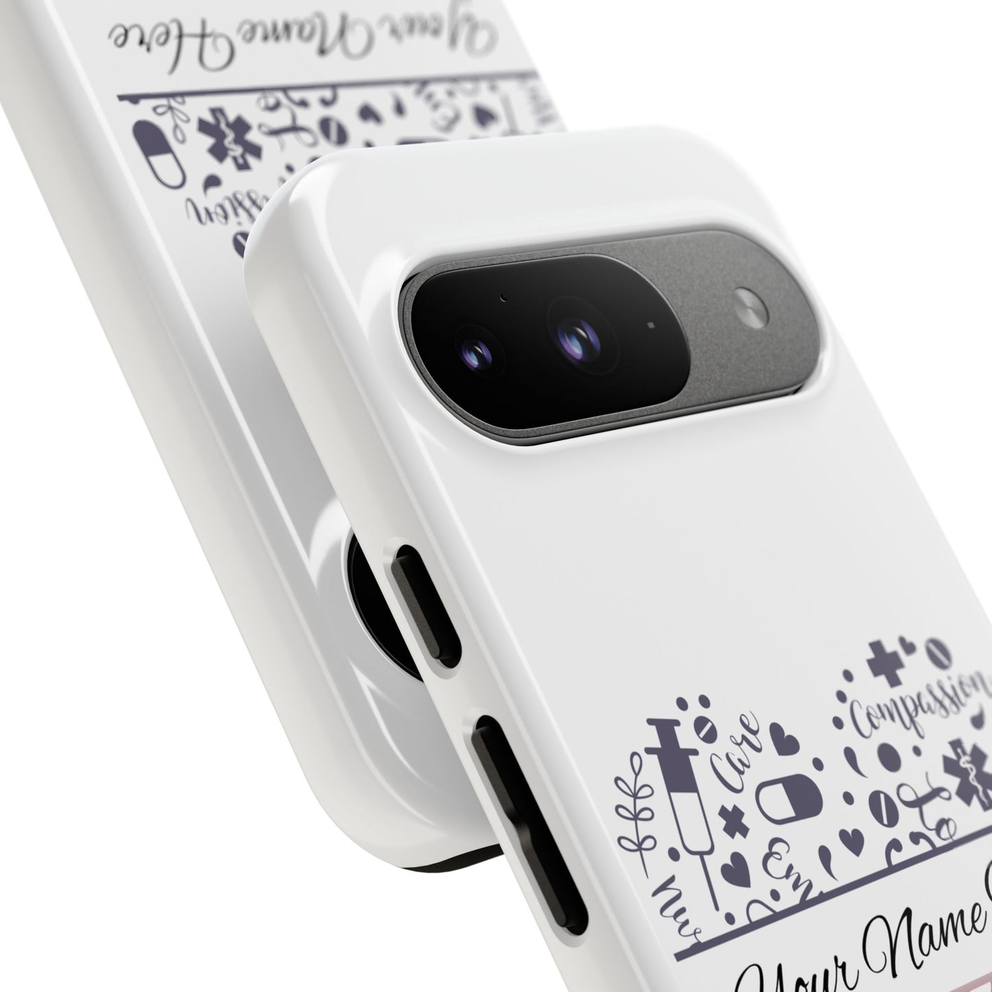Google Pixel Tough Case - Monogram Heart - White