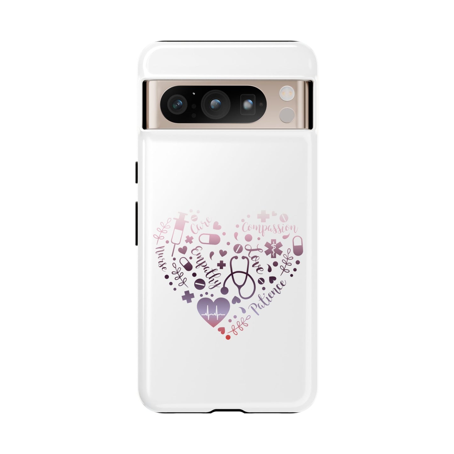 Google Pixel Tough Case - Monogram Heart 1 - White