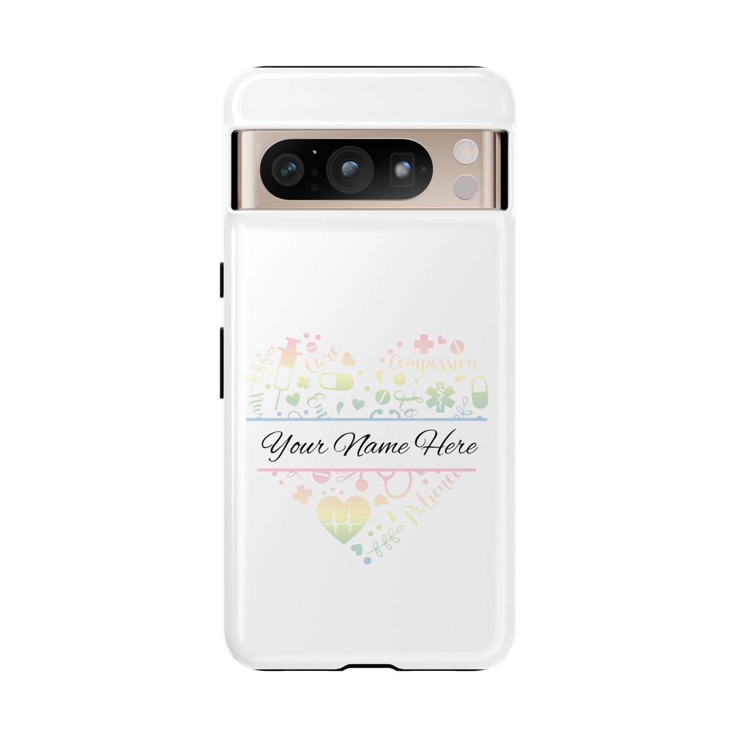 Google Pixel Tough Case - Monogram Heart - White