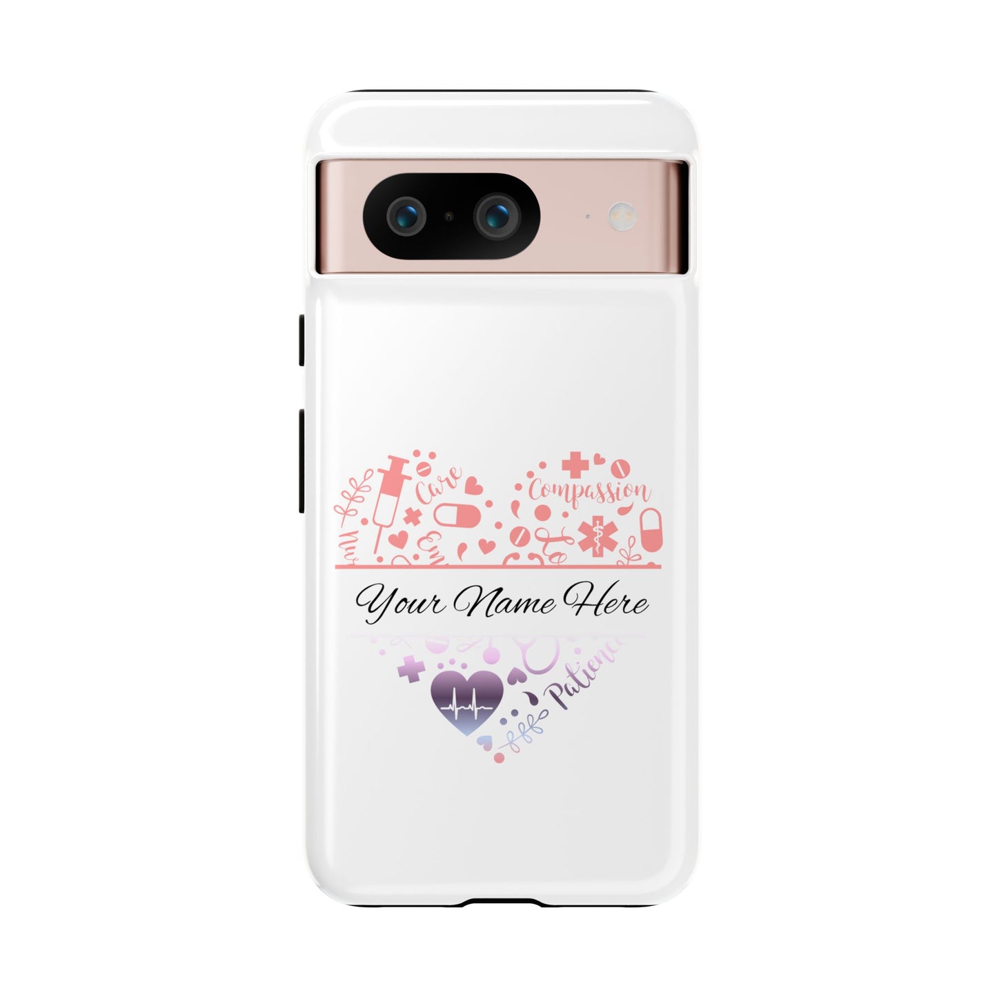 Google Pixel Tough Case - Monogram Heart - White
