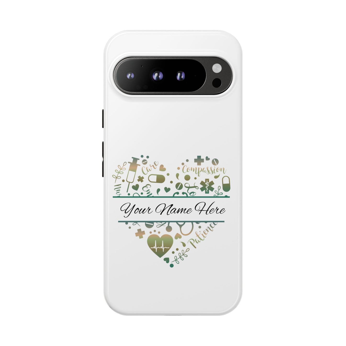 Google Pixel Tough Case - Monogram Heart - White
