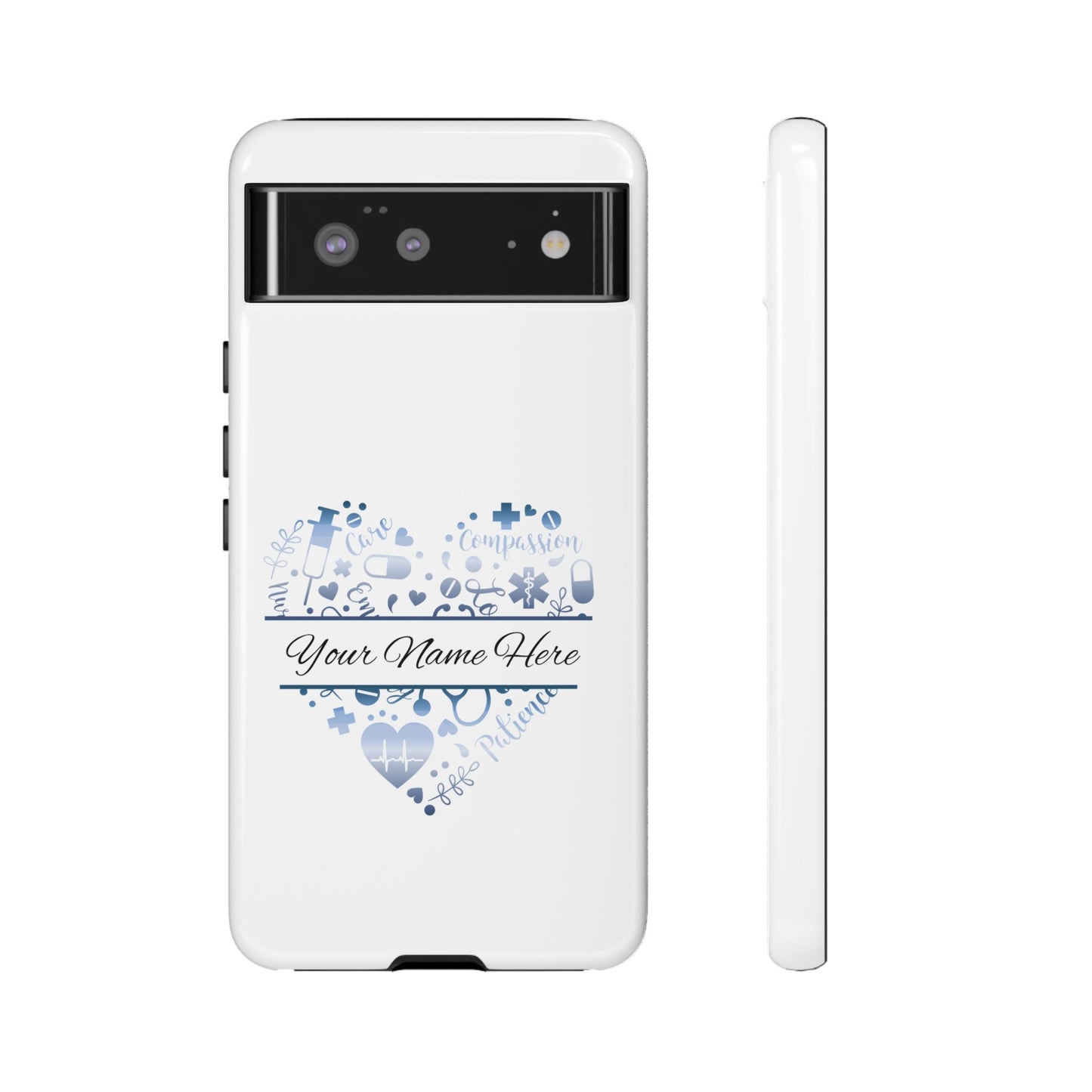 Google Pixel Tough Case - Monogram Heart - White