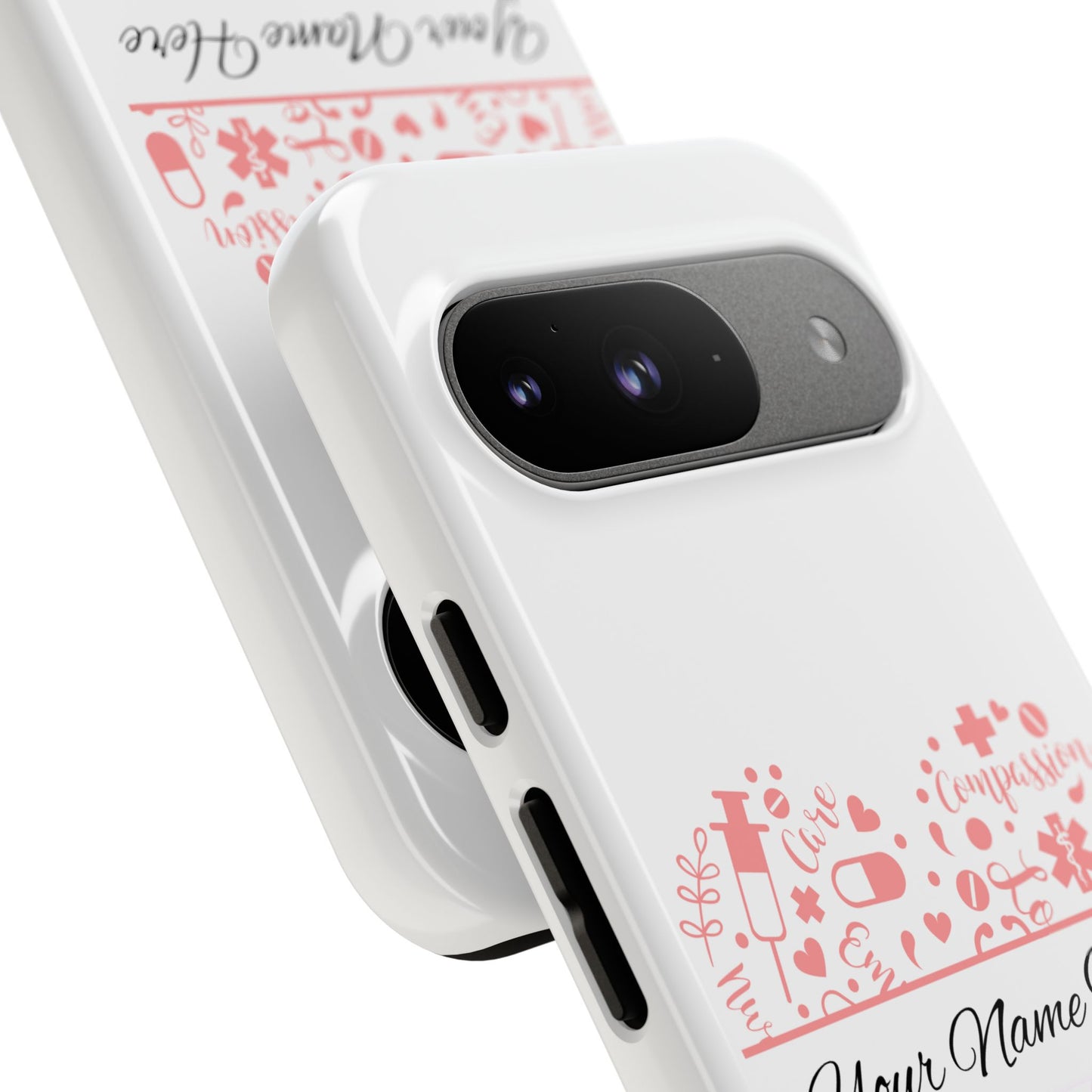 Google Pixel Tough Case - Monogram Heart - White