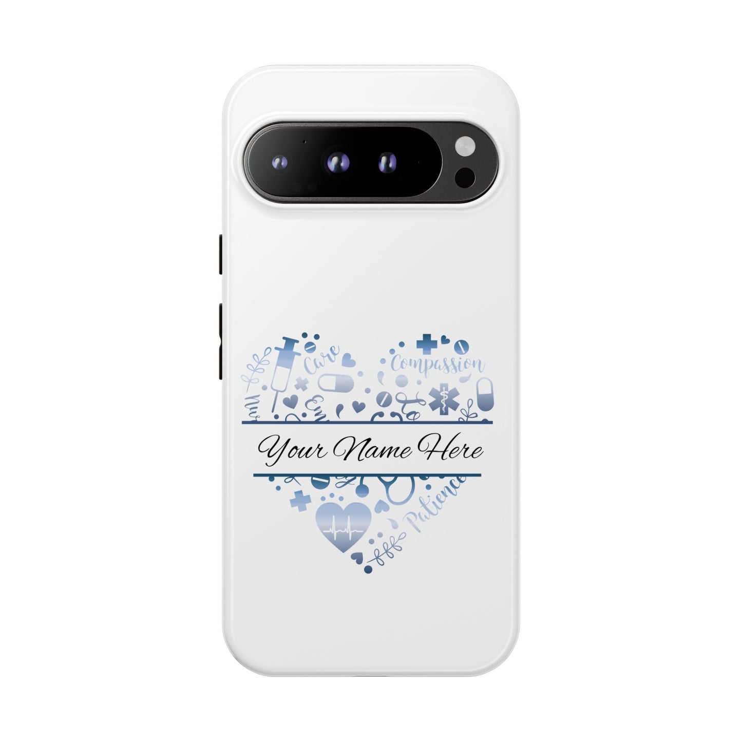 Google Pixel Tough Case - Monogram Heart - White
