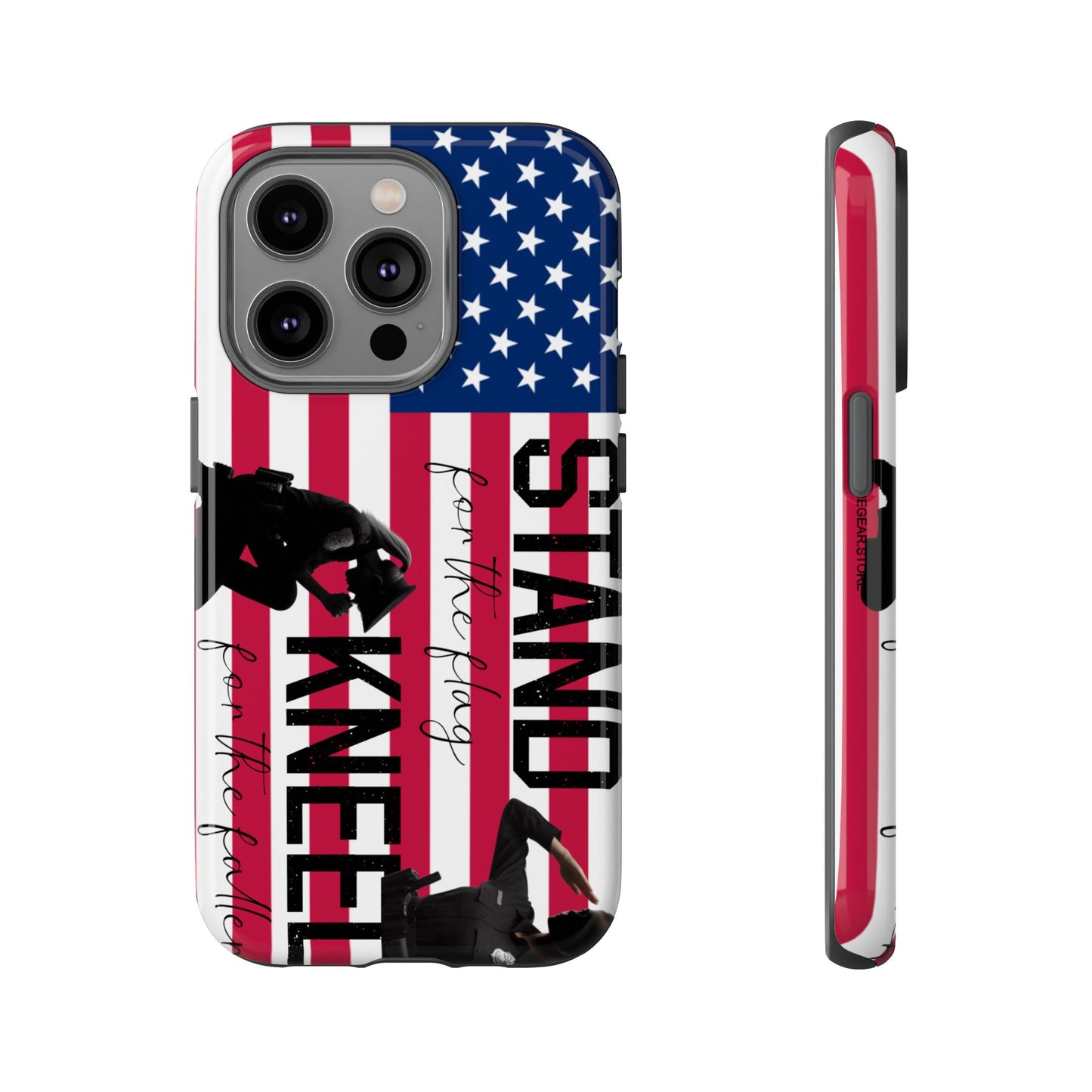 Female Police Officer iPhone Tough Case - Stand for the Flage, Kneel for the fallen