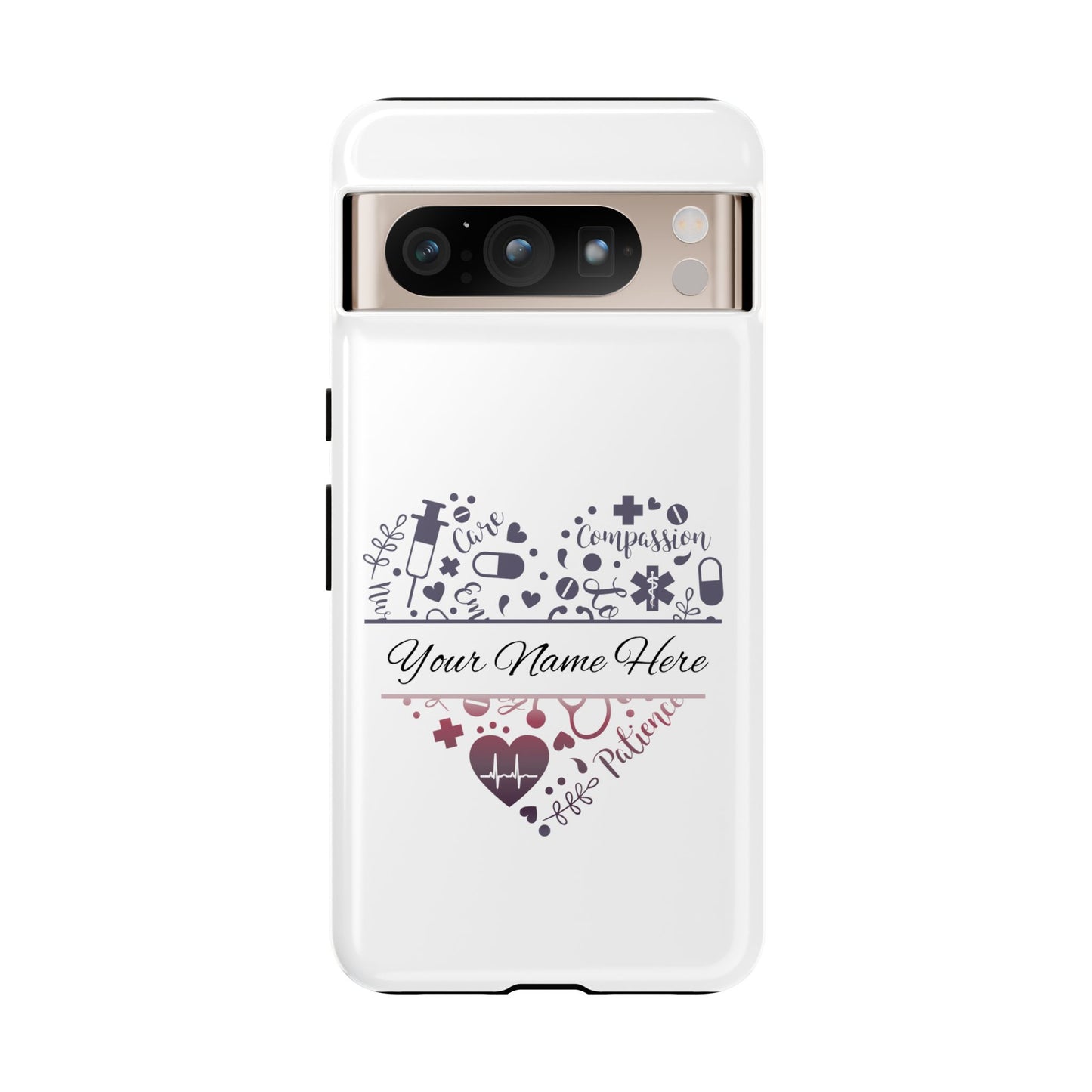 Google Pixel Tough Case - Monogram Heart - White