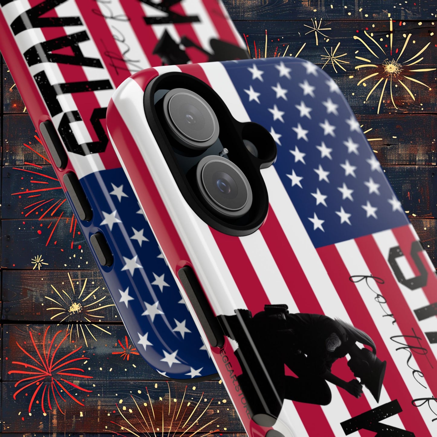 Female Police Officer iPhone Tough Case - Stand for the Flage, Kneel for the fallen