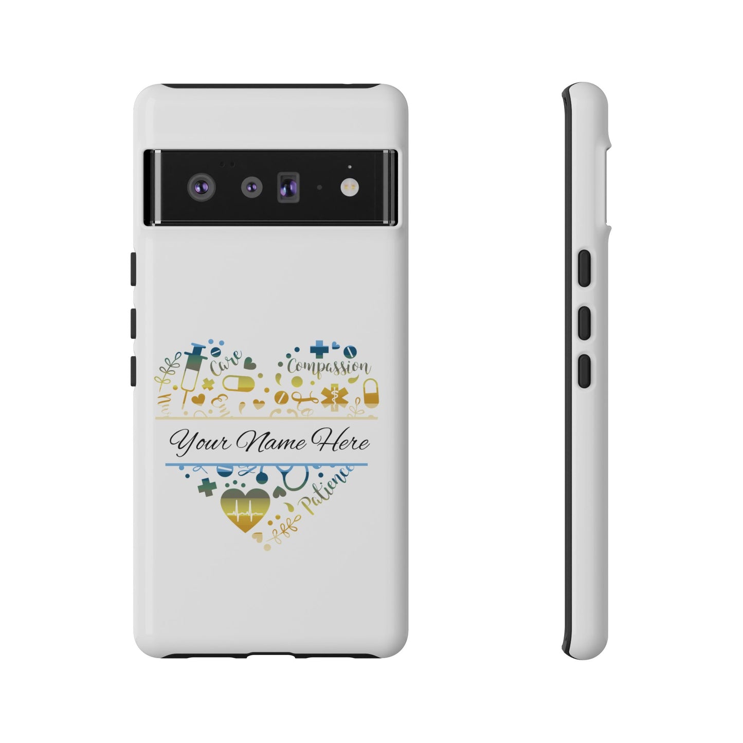 Google Pixel Tough Case - Monogram Heart - White