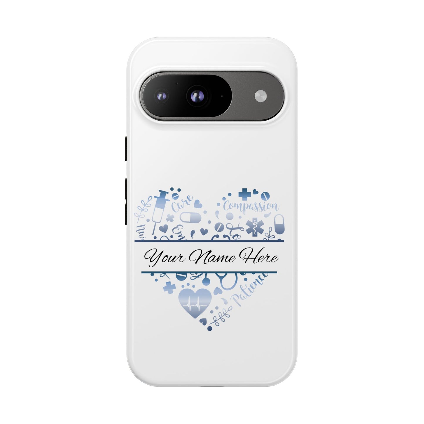 Google Pixel Tough Case - Monogram Heart - White