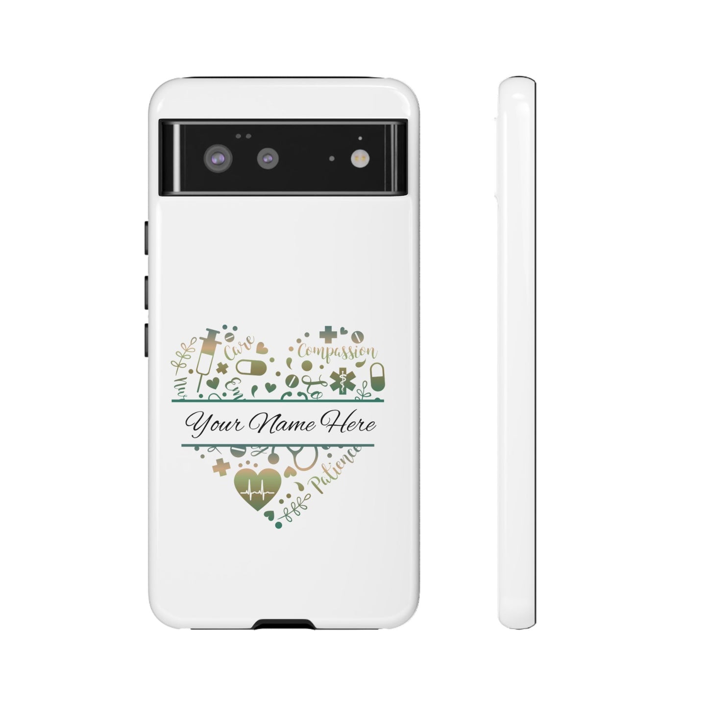 Google Pixel Tough Case - Monogram Heart - White