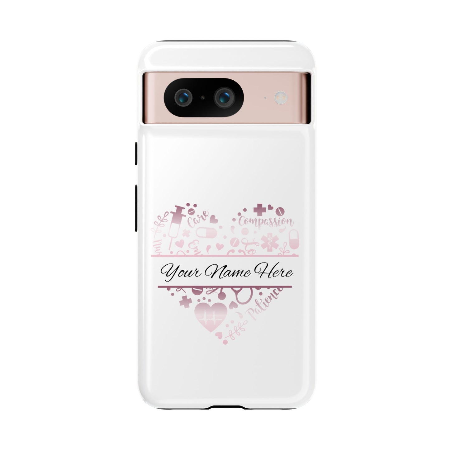 Google Pixel Tough Case - Monogram Heart - White
