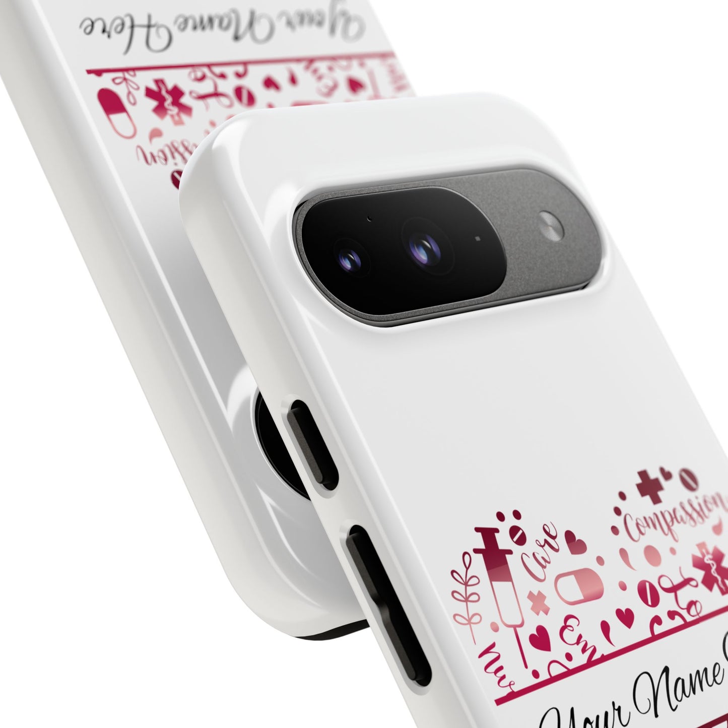 Google Pixel Tough Case - Monogram Heart - White