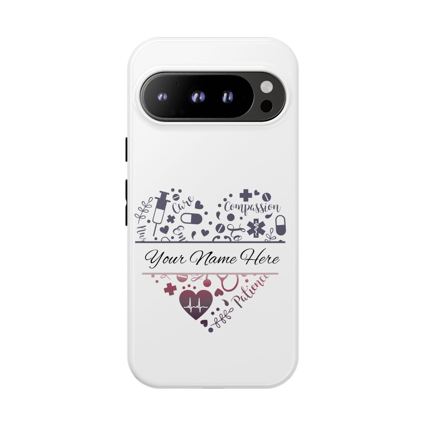 Google Pixel Tough Case - Monogram Heart - White