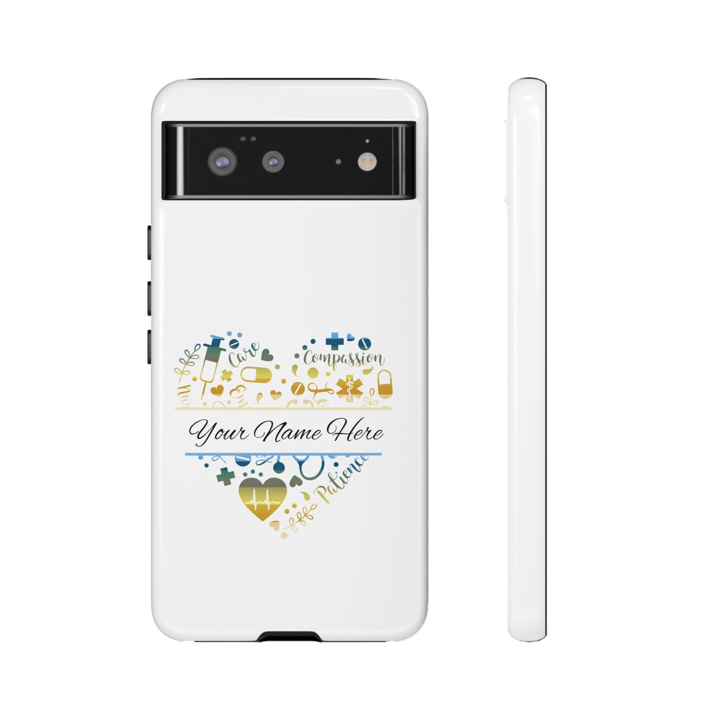 Google Pixel Tough Case - Monogram Heart - White