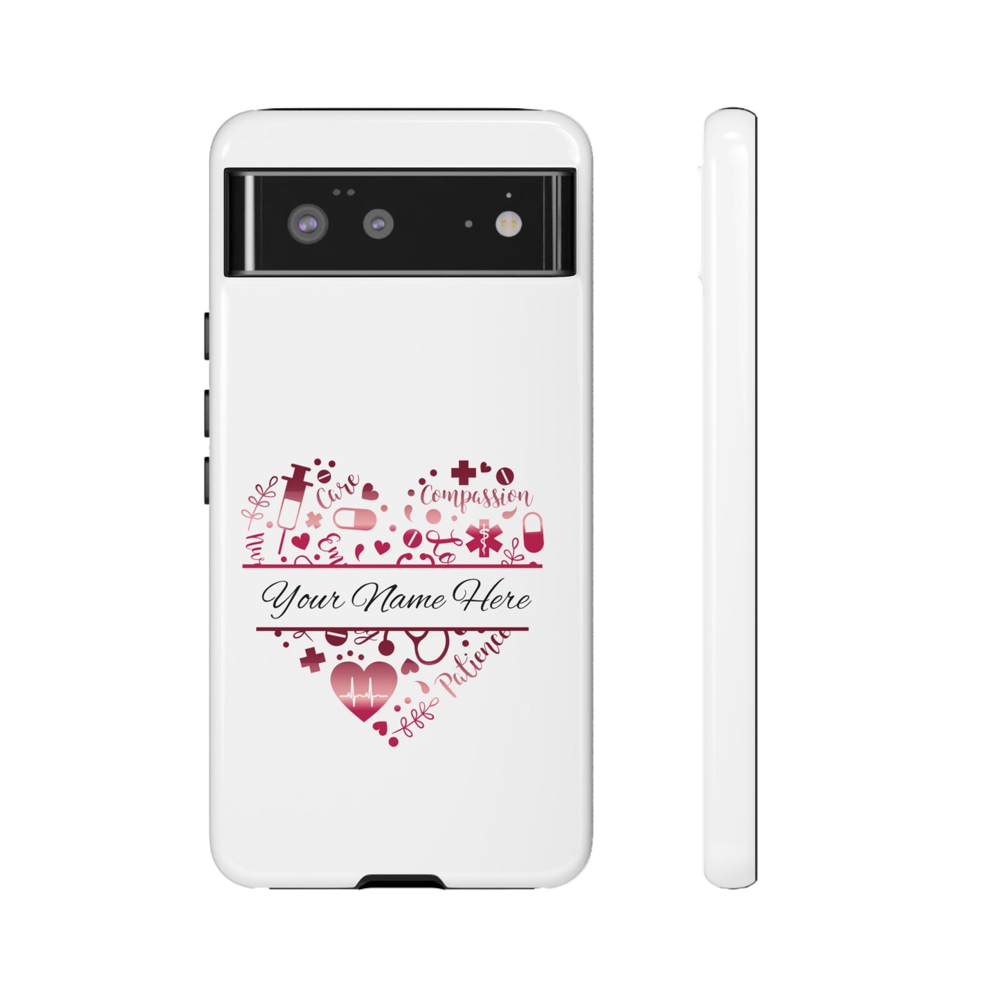 Google Pixel Tough Case - Monogram Heart - White
