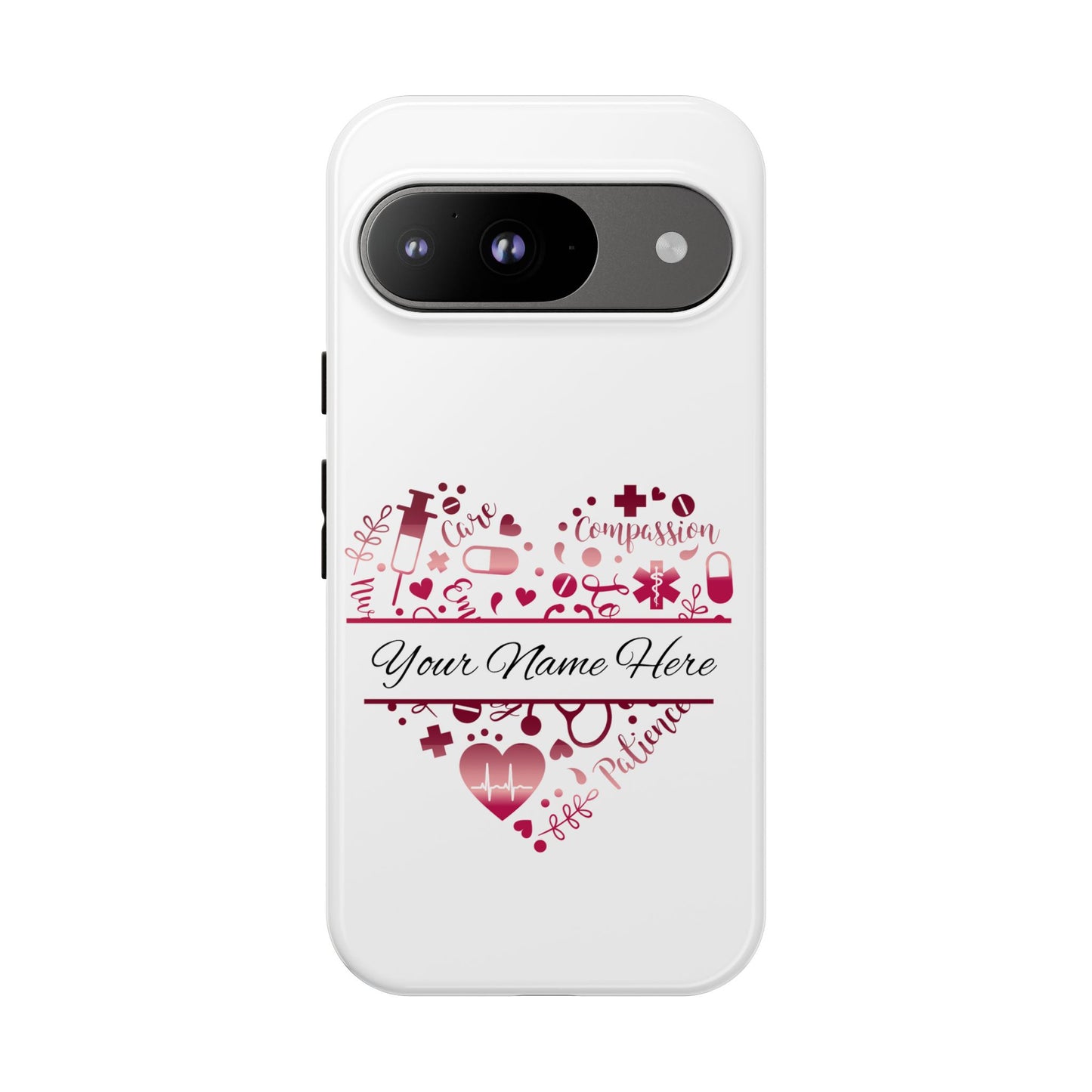Google Pixel Tough Case - Monogram Heart - White