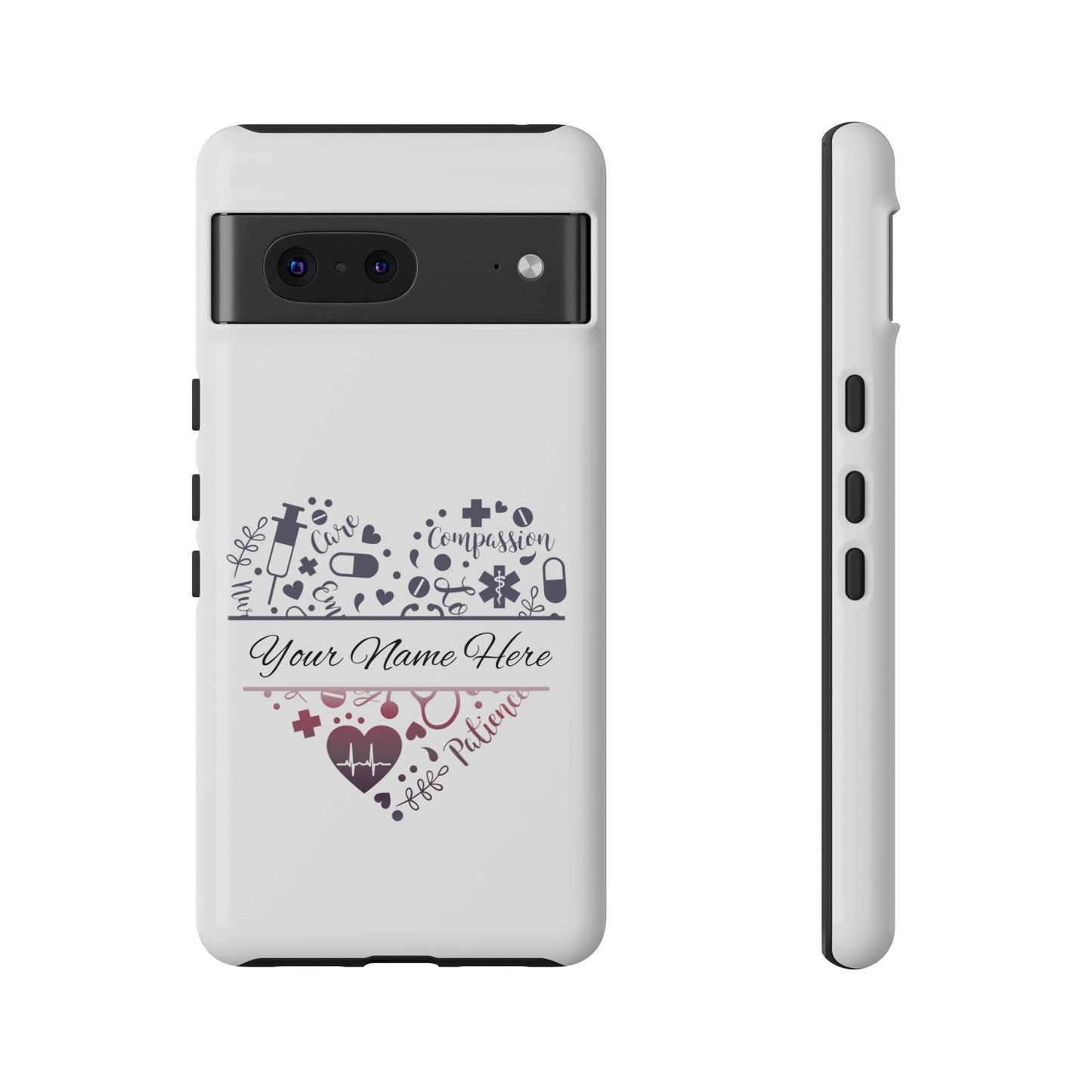 Google Pixel Tough Case - Monogram Heart - White