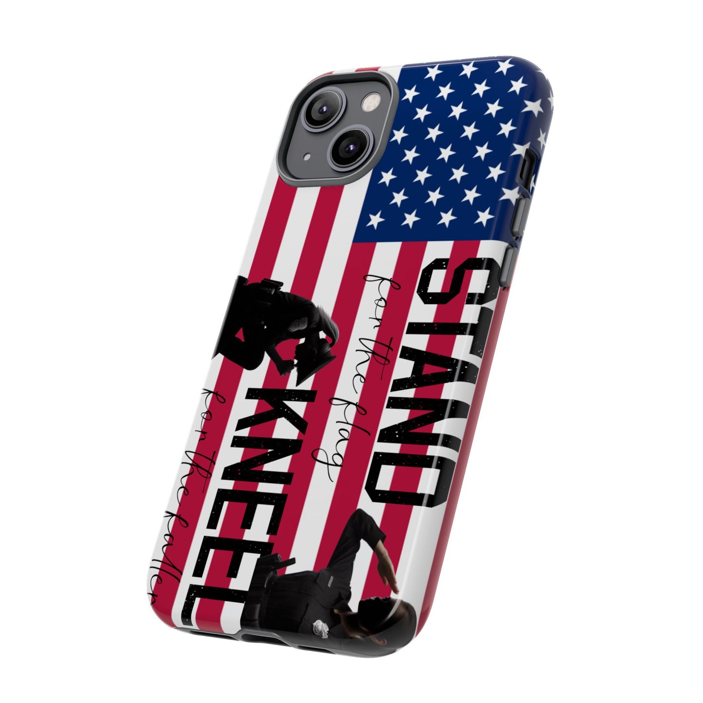 Female Police Officer iPhone Tough Case - Stand for the Flage, Kneel for the fallen